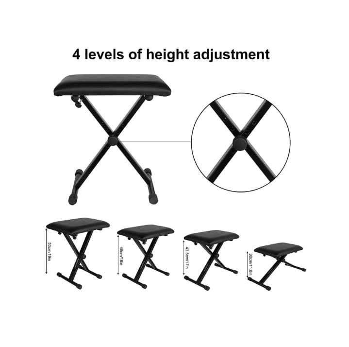 Adjustable Keyboard Piano Bench – Folding X-Style Chair - photo 4