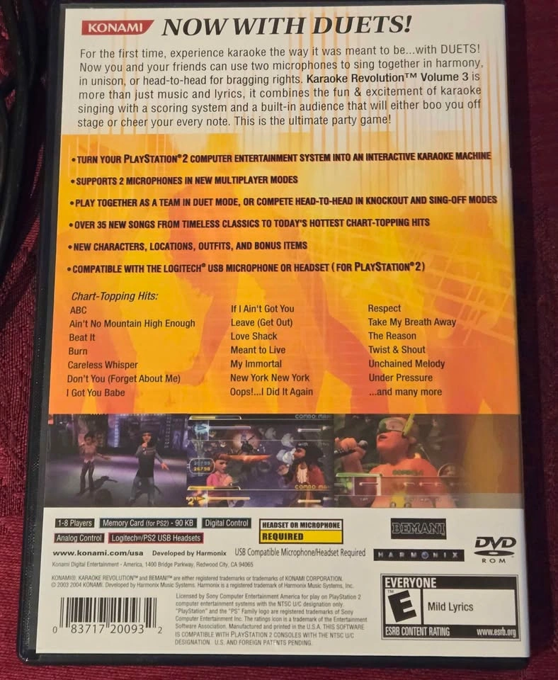 PS2 Karaoke Revolution Volume 3 + Official Konami USB Microphone - photo 2