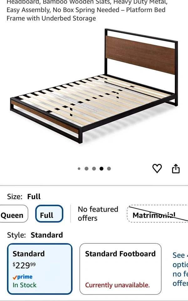 Full Size Bed Frame with Headboard – Excellent Condition