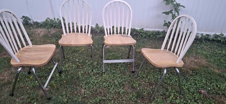 Wood and metal chairs