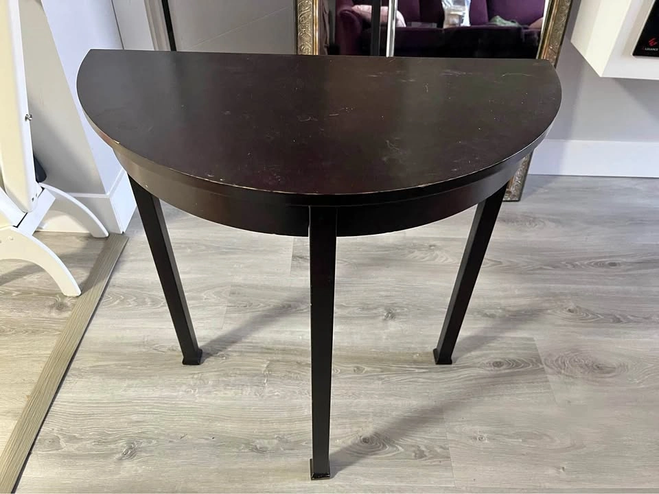 OBO: Half-circle wood end table