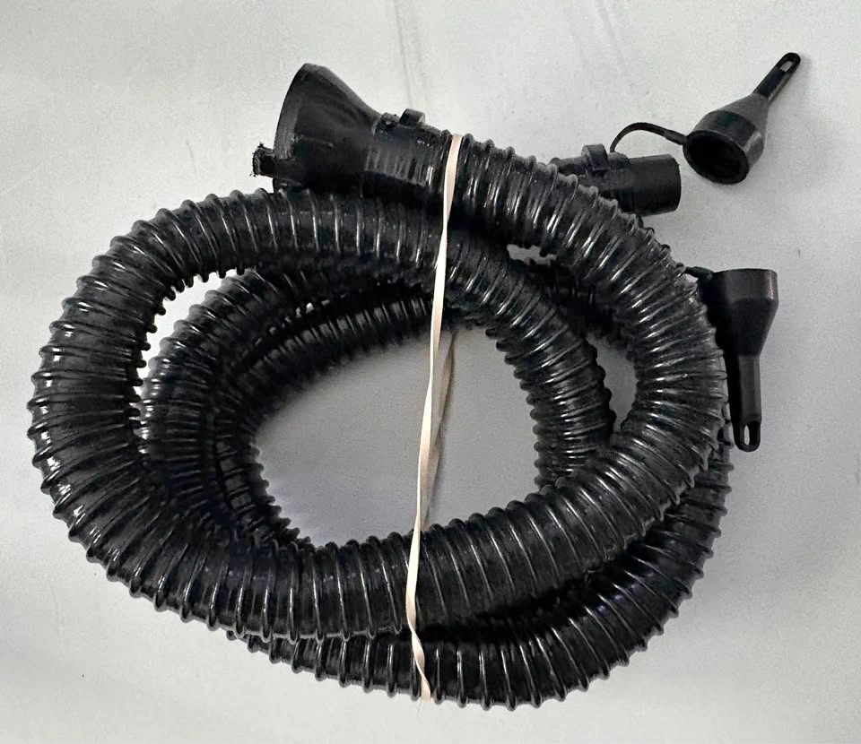 4ft. Black Corrugated Air Pump Hose with Nozzle Attachments