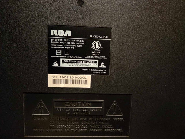 50 Inch RCA TV No Remote - photo 2
