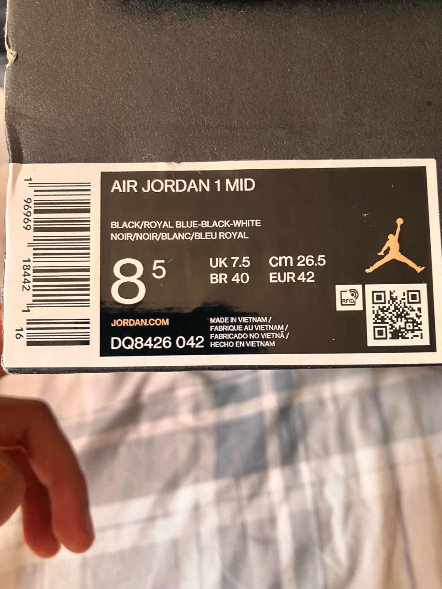 Air Jordan 1 Mid Black/Royal Blue/White