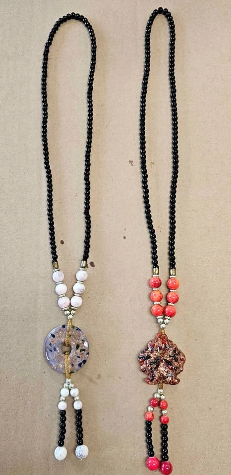 Chinese Art Glass Long Pendant Necklaces - Set of 2 - photo 2