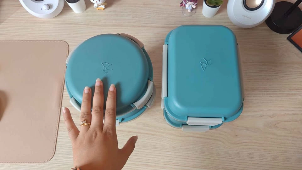 4-Piece Glass Food Storage Container Set with Teal Lids - photo 2