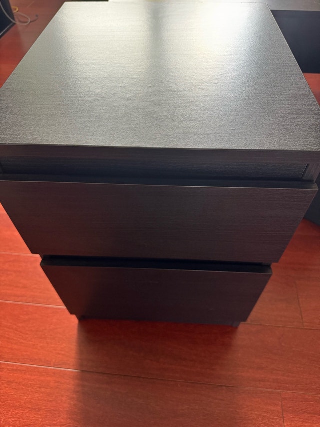 Dark Wood Nightstand with Two Drawers - photo 2
