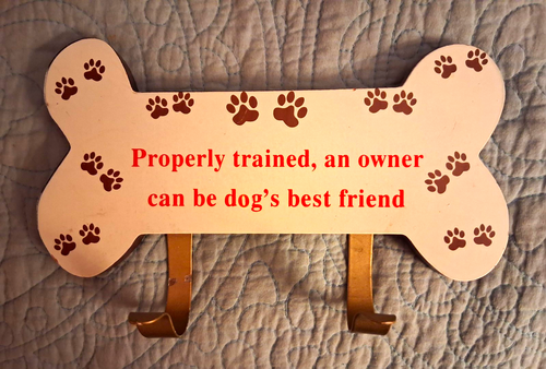 Dog Bone Wall-Mounted Hook Rack Wooden Plaque, 2 Hooks