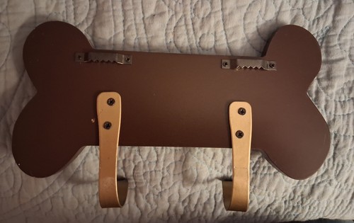 Dog Bone Wall-Mounted Hook Rack Wooden Plaque, 2 Hooks - photo 2