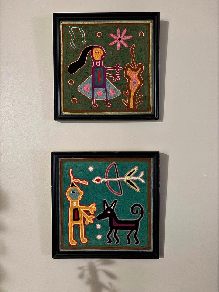 Pair of Huichol Yarn Paintings