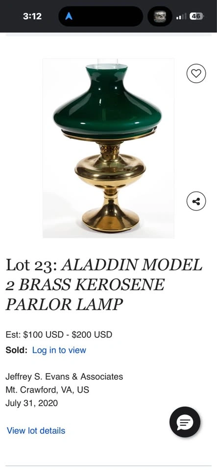 Aladdin Model 2 Brass Kerosene Parlor Lamp - photo 2