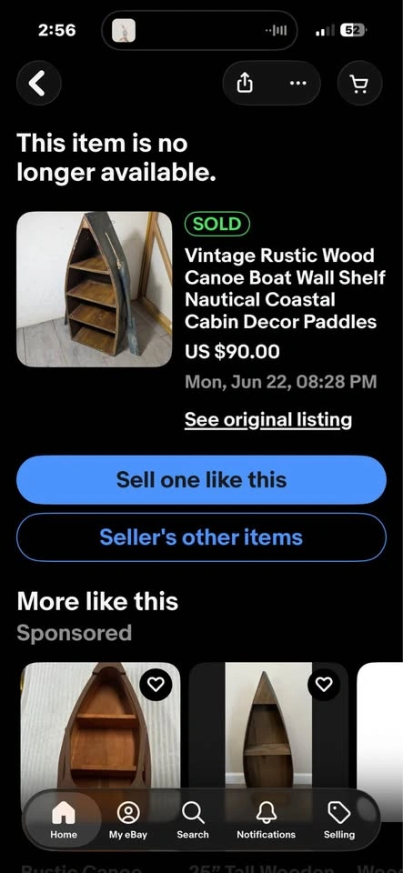Vintage Rustic Wood Canoe Boat Wall Shelf with Paddles - photo 3