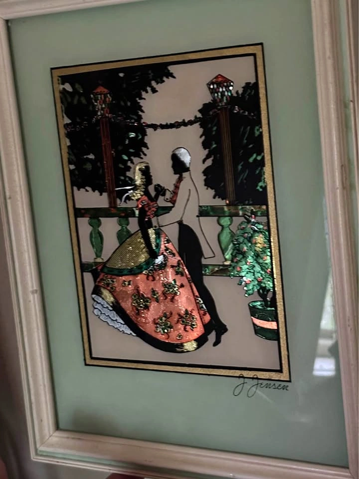 40s J. Jensen Foil Silhouette Art