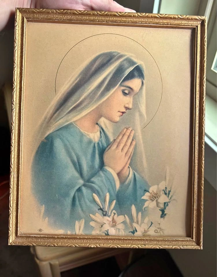 Vintage Framed Art Print of the Blessed Virgin Mary