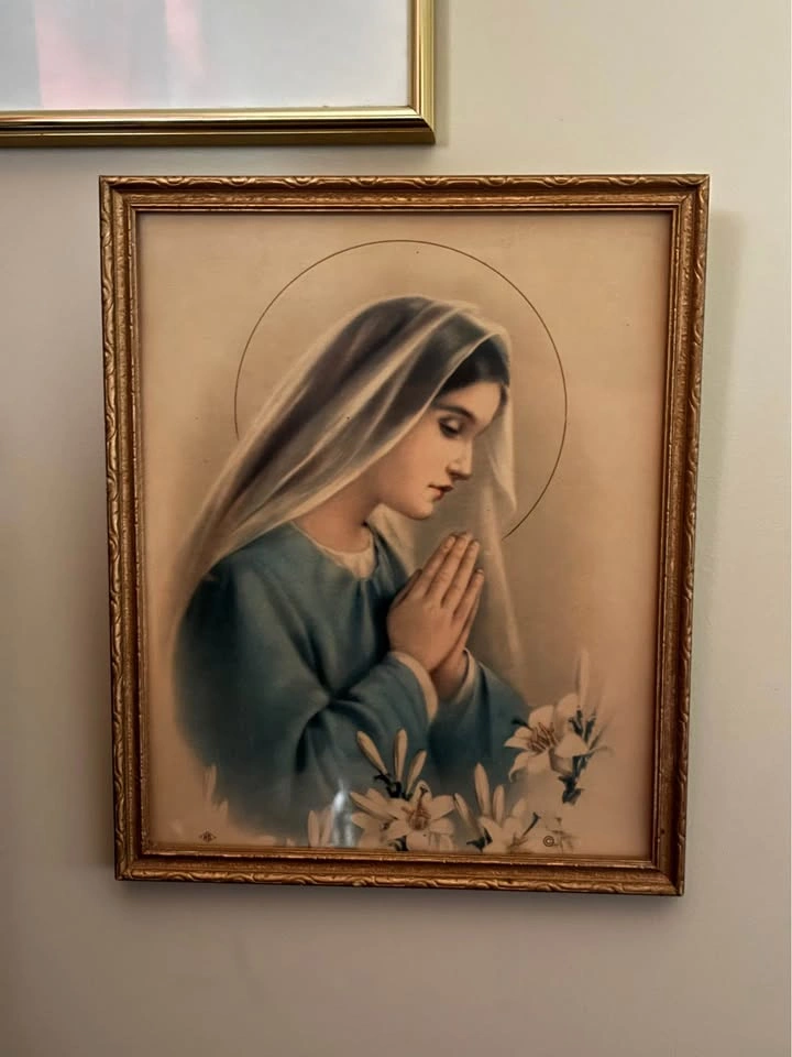Vintage Framed Art Print of the Blessed Virgin Mary - photo 3