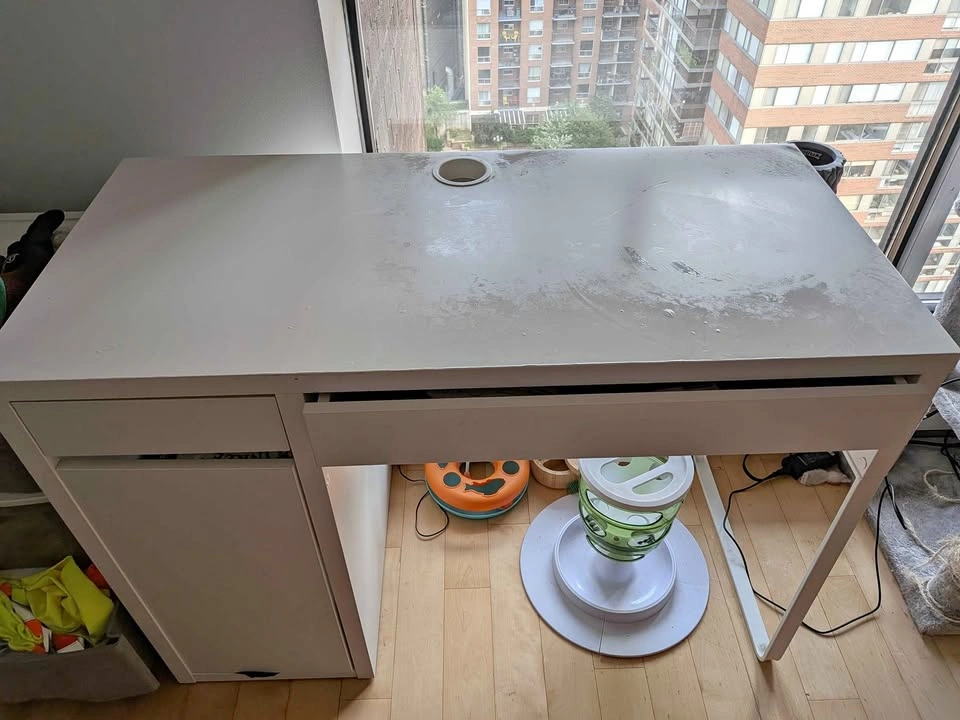 White office desk with cabinet, priced to sell