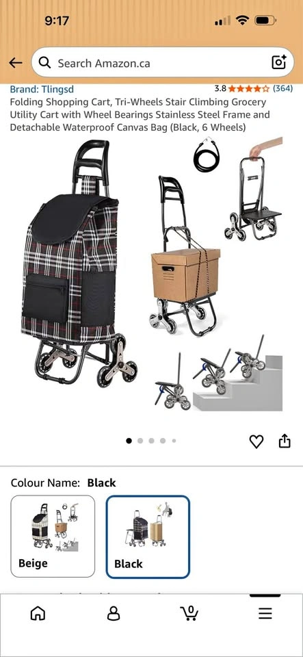 Folding Tri-Wheel Stair Climbing Grocery Utility Cart