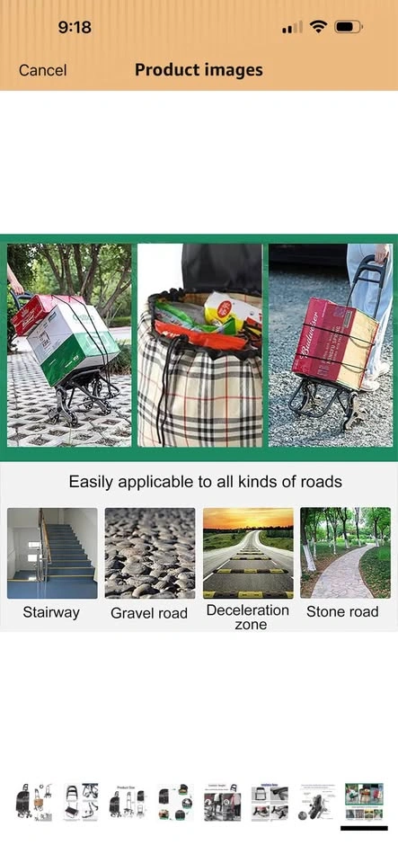 Folding Tri-Wheel Stair Climbing Grocery Utility Cart - photo 3