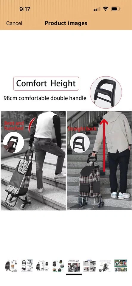 Folding Tri-Wheel Stair Climbing Grocery Utility Cart - photo 4