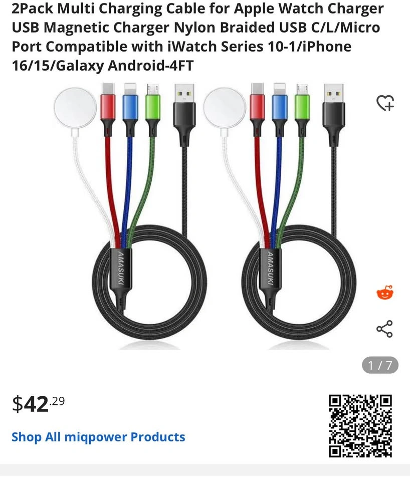 4-in-1 Multi Charging Cable for Apple Watch & Devices - photo 2