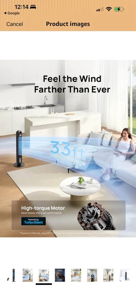 DREO Tower Fan for Bedroom, 90° Oscillating Standing Fan - photo 3