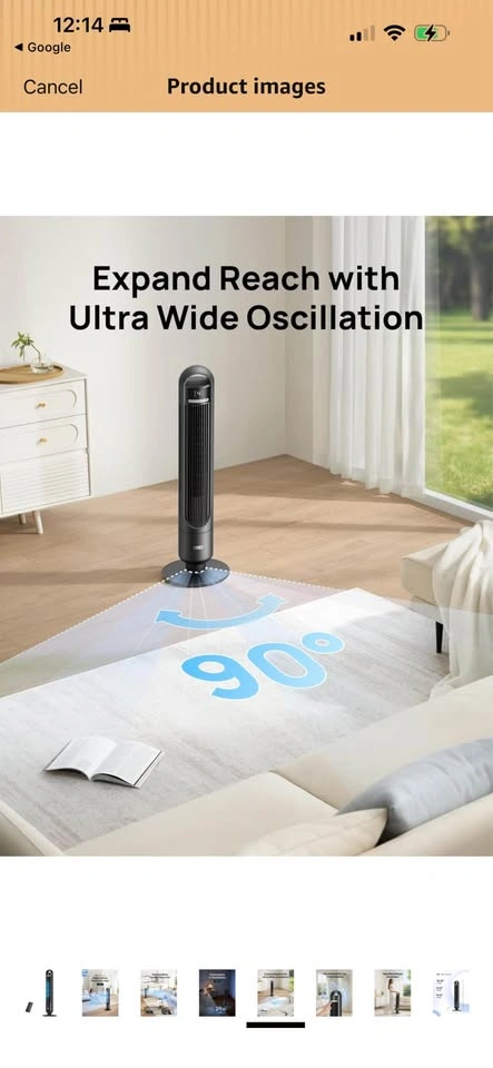 DREO Tower Fan for Bedroom, 90° Oscillating Standing Fan - photo 5