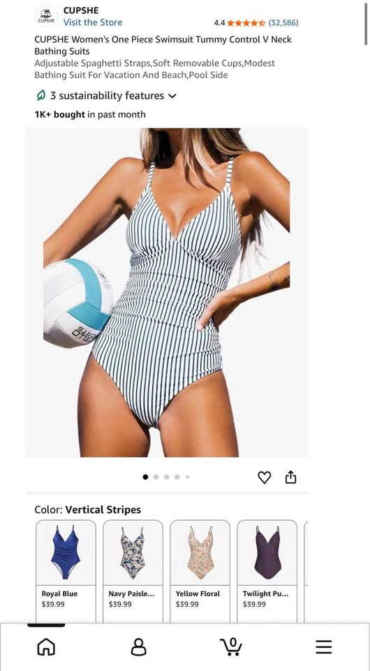CUPSHE Women's Shirring Design V-Neck Low Back One Piece Swimsui - photo 2