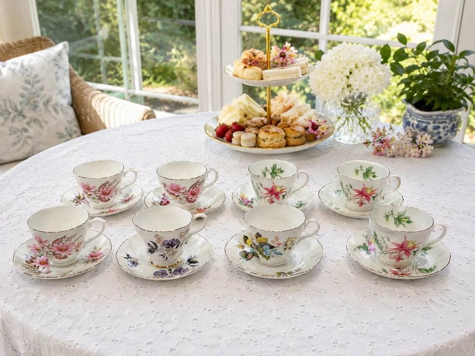 Tea Cups (8) China Made In England For Bridal Shower