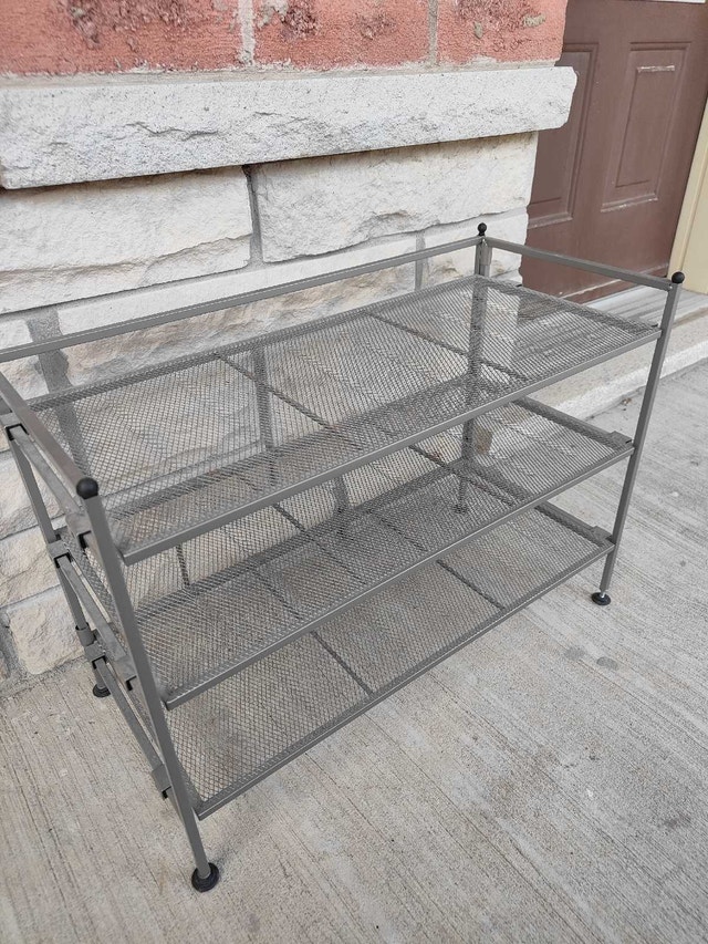 Three-Tier Metal Mesh Shoe Rack