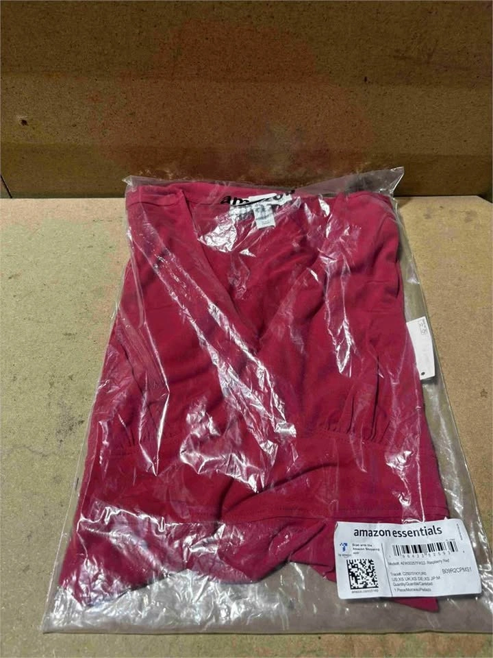 Womens Short Sleeve V-Neck Gathered Fit and Flare Dress RED Smal - photo 2