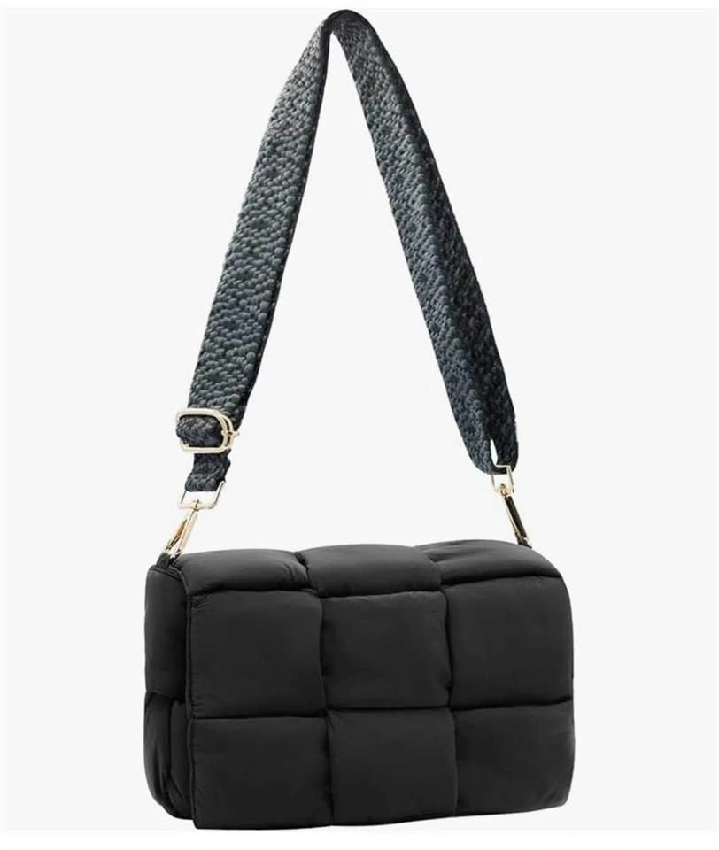NAARIIAN Puffer Woven Crossbody Purse - Black
