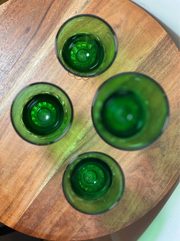 Mid-Century Anchor Hocking “Burple” Green Glass Goblets - photo 4