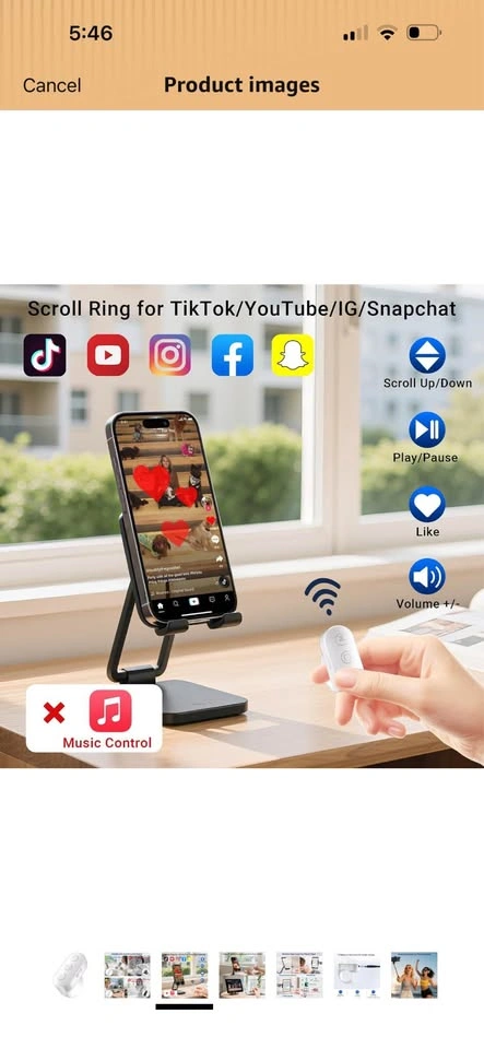 Scrolling Ring Remote for TikTok YouTube IG Shorts - photo 3