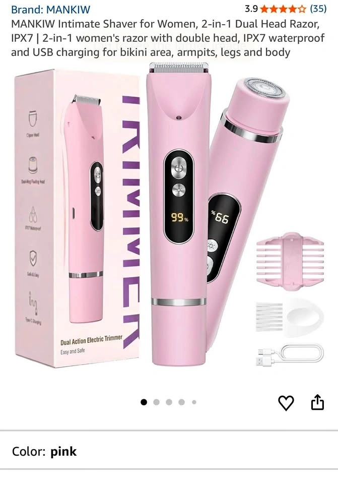 Sealed MANKIW Intimate Shaver for Women, 2-in-1 Dual Head Razor