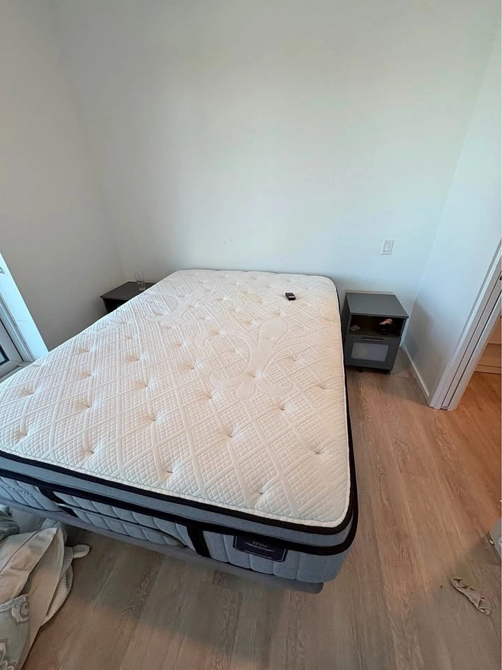 Queen bed mattress motorized to adjust. Night stands included.