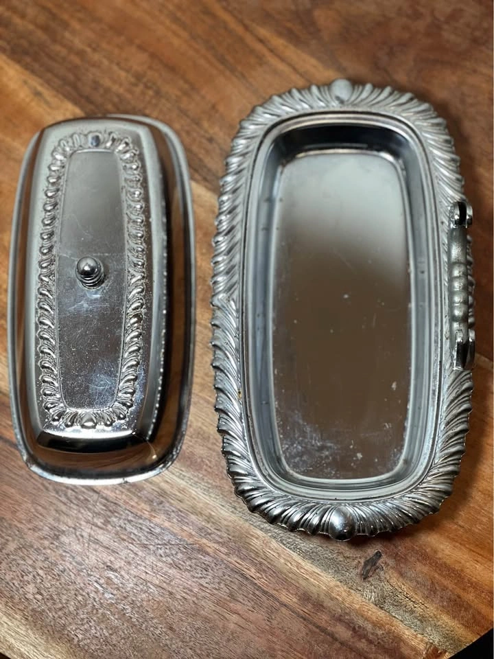 Vintage Irvinware Chrome Butter Dish with Knife Holder - photo 5