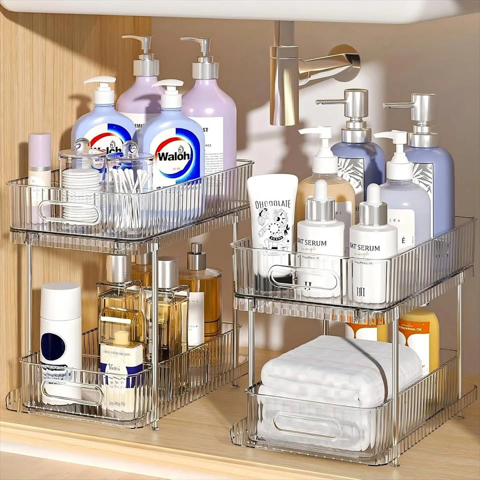2-Tier Under Sink Organizers (2-Pack) x2 – Clear
