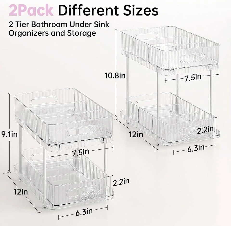 2-Tier Under Sink Organizers (2-Pack) x2 – Clear - photo 2
