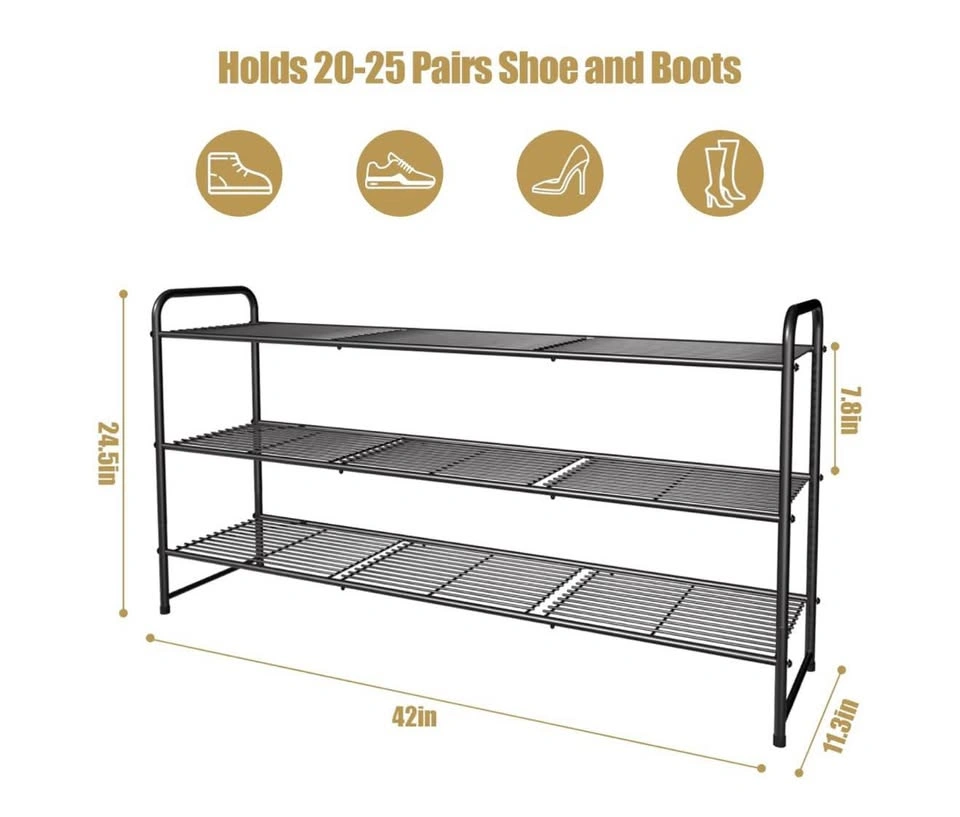 3-Tier Metal Shoe Rack – Extra Large Capacity - photo 2