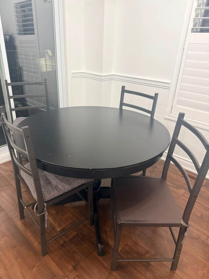 Extendable Round Dining Table Set with 4 Chairs – $200 - photo 2