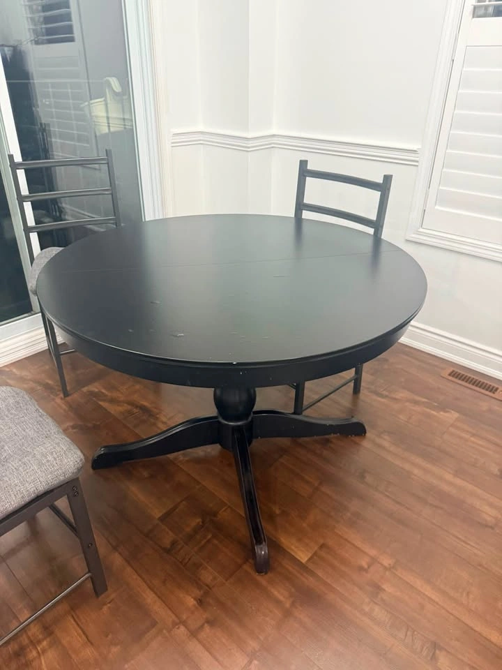 Extendable Round Dining Table Set with 4 Chairs – $200 - photo 3