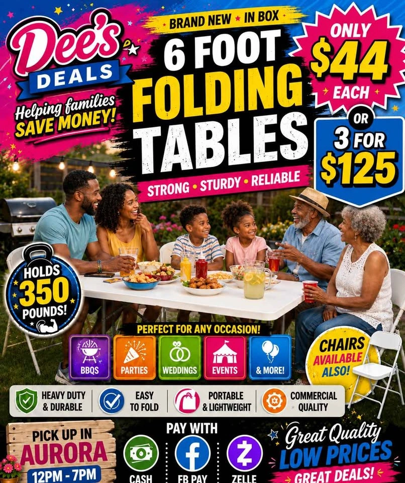 6 foot folding tables BRAND NEW IN BOX ONLY $44 - photo 2