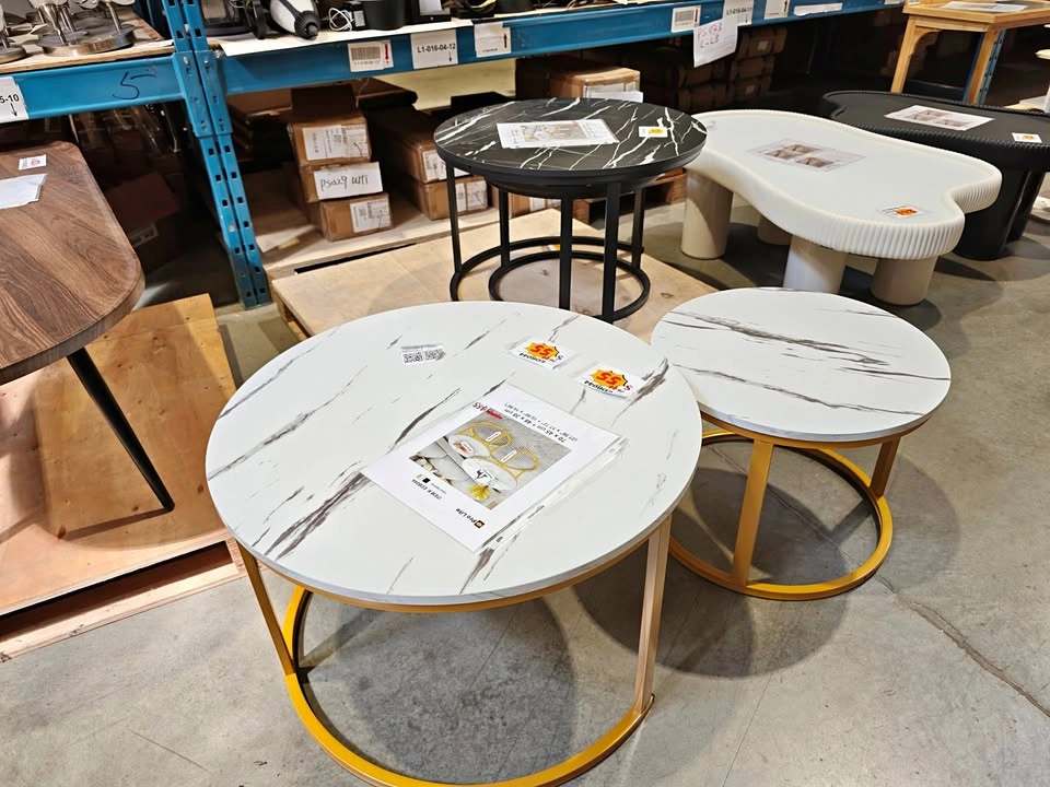 Marble-Pattern Modern Home Coffee Table Set