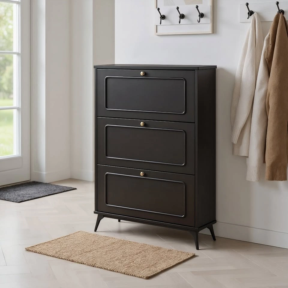 SOCE053 A2152 Minimalist Black Shoe Cabinet - photo 2