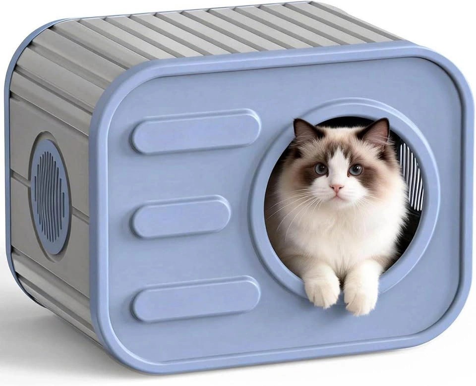 New Outdoor Cat House / Cat Shelter – Blue & Grey