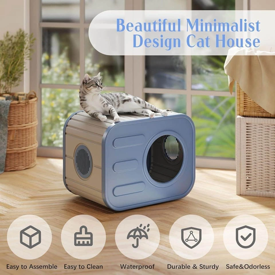 New Outdoor Cat House / Cat Shelter – Blue & Grey - photo 4