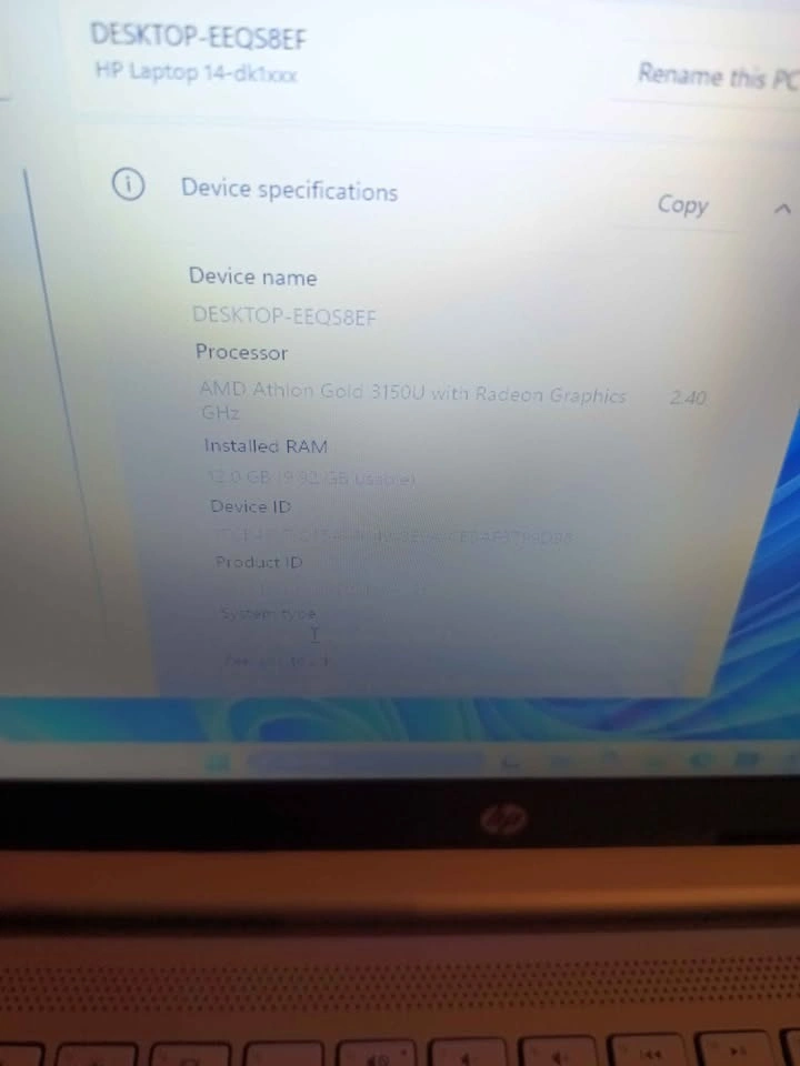 HP Laptop AMD Athlon Gold 3150U 12GB RAM 256GB SSD Win 11 - photo 5