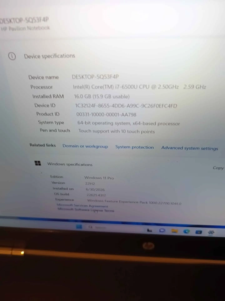 HP Pavilion i7-6500U 16GB RAM 512GB SSD Windows 11 Pro Touch - photo 3