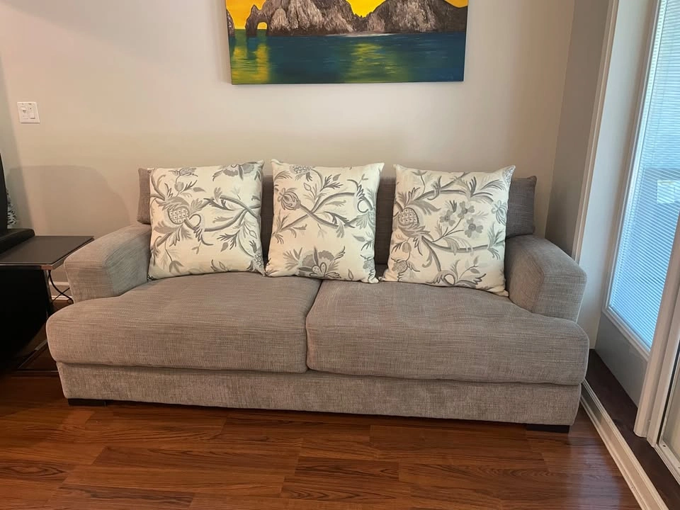 Custom built Sofa, storage ottoman and cushions - photo 5