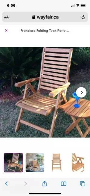 Folding Teak Patio Dining Chair - photo 2
